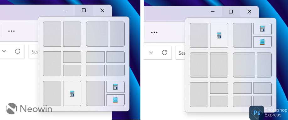 Tính năng Snap layouts có thể tự động đề xuất các bố cục chia cửa sổ mới, ảnh: NeoWin