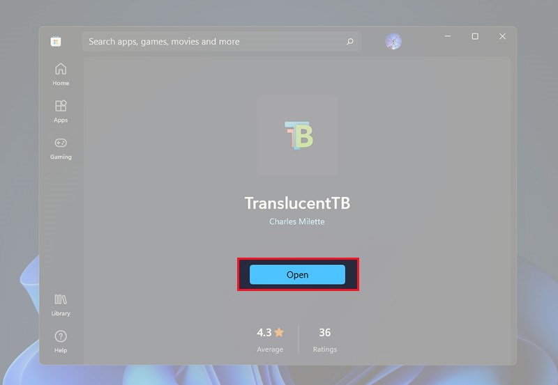 Cách làm trong suốt thanh Taskbar trên Windows 11 bằng TranslucentTB - Bước 3