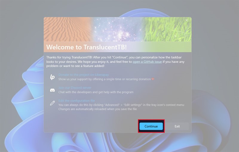 Cách làm trong suốt thanh Taskbar trên Windows 11 bằng TranslucentTB - Bước 4