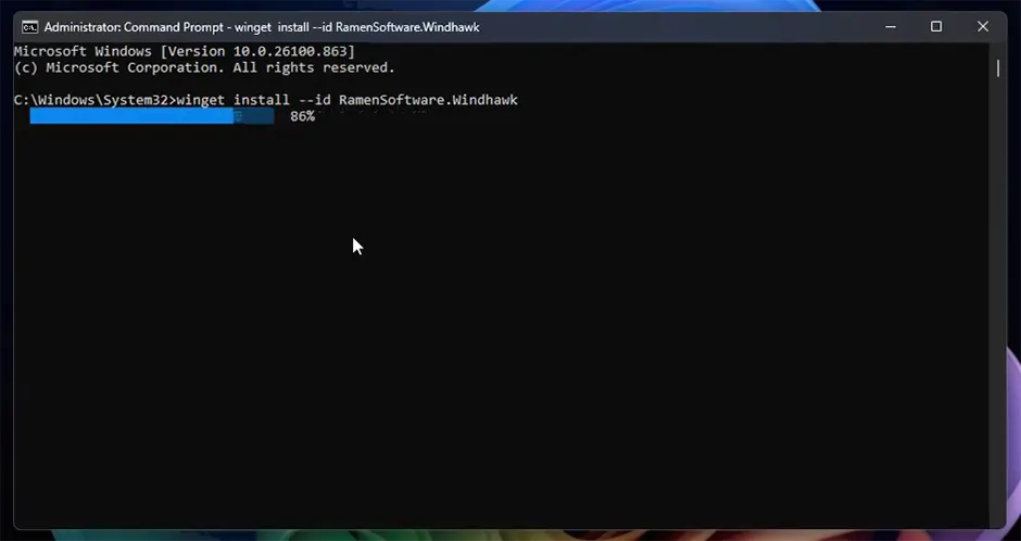 Cài Windhawk qua Command Prompt - Bước 2