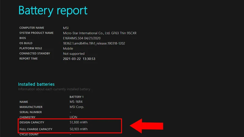 Cách kiểm tra mức độ chai pin của laptop chạy Windows 10 - Bước 4