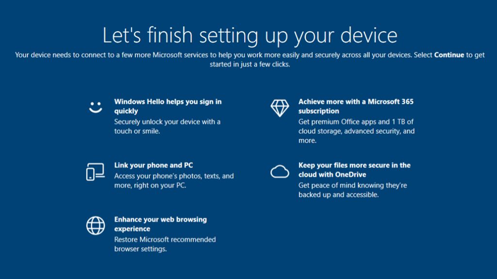 Cách tắt/bật màn hình “Let's finish setting up your device” trên Windows 10/11