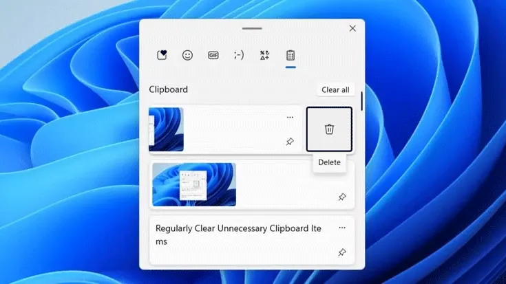 Xóa thường xuyên các mục không cần thiết trong clipboard
