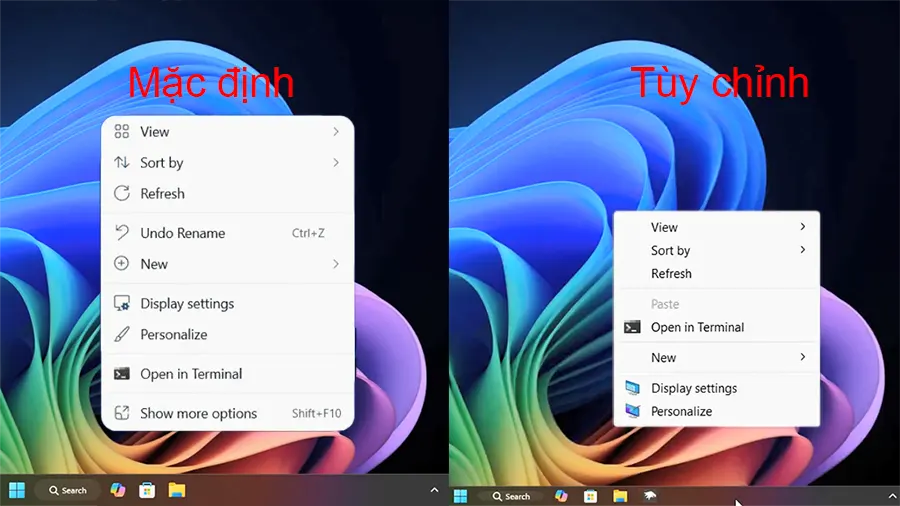 Cách thay đổi kích thước thanh Taskbar và menu ngữ cảnh trên Windows 11