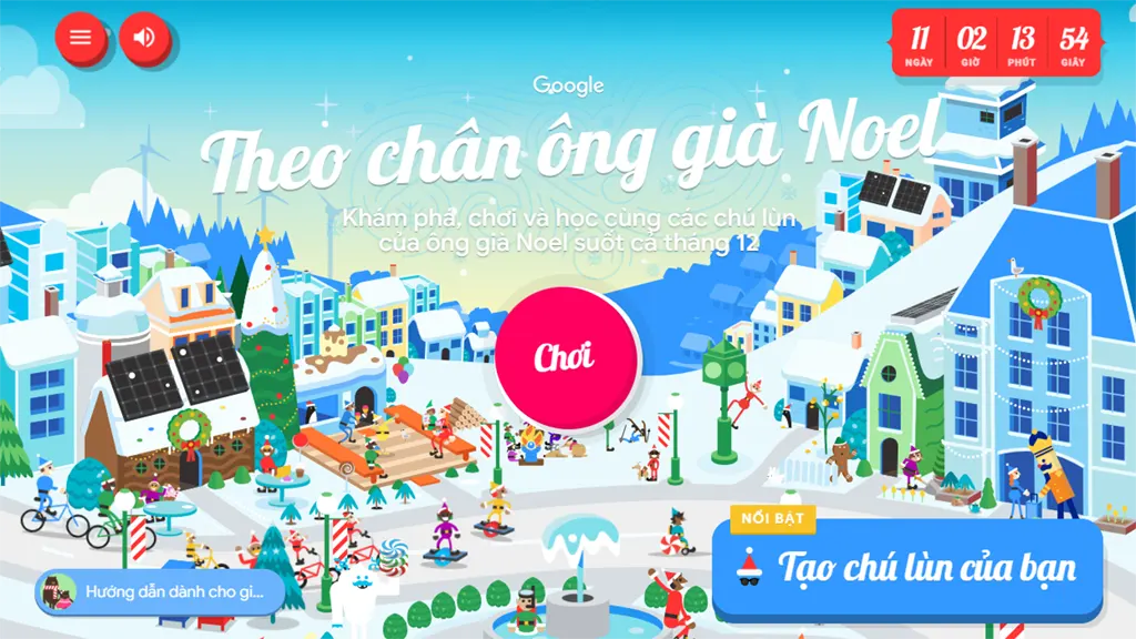 Cách chơi game Theo chân ông già Noel - Game Giáng Sinh Google 2023