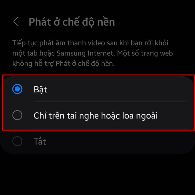 Cách nghe nhạc YouTube tắt màn hình trên Samsung - Bước 3