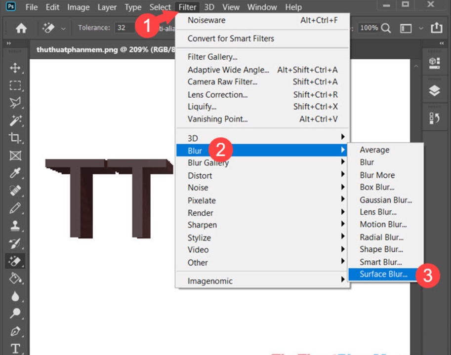 Dùng bộ lọc Blur trong photoshop - Bước 2