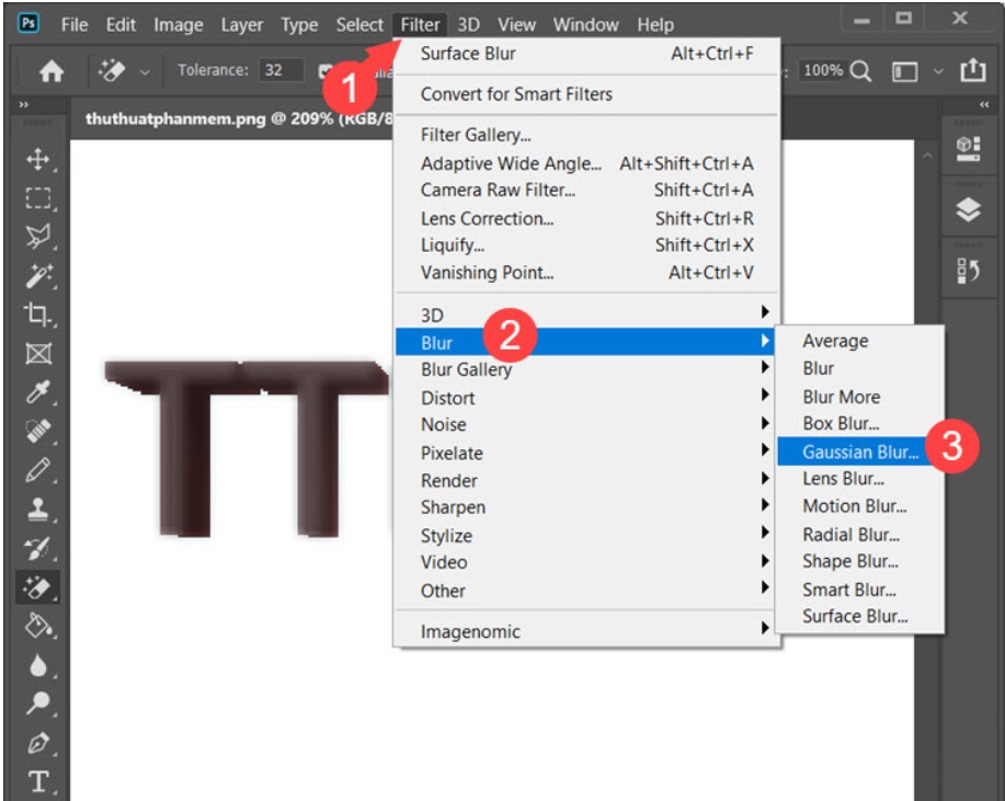 Dùng bộ lọc Blur trong photoshop - Bước 4