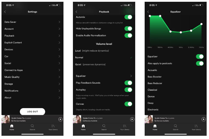 Sửa đổi equalizer trong Spotify