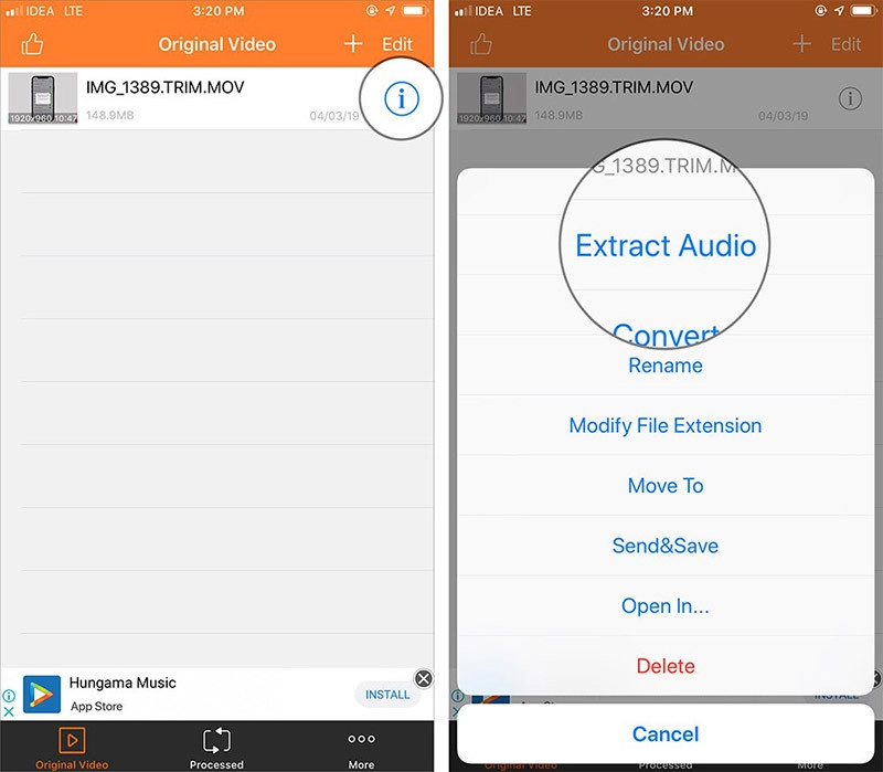 Tách file audio từ video trên iPhone bằng Extract Audio - Bước 5