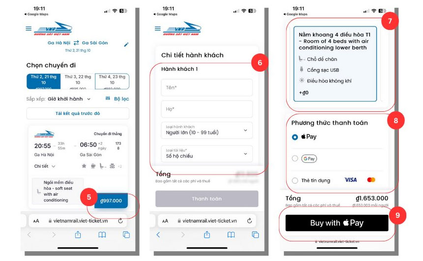 Cách mua vé tàu qua Google Maps tại Việt Nam - Bước 2