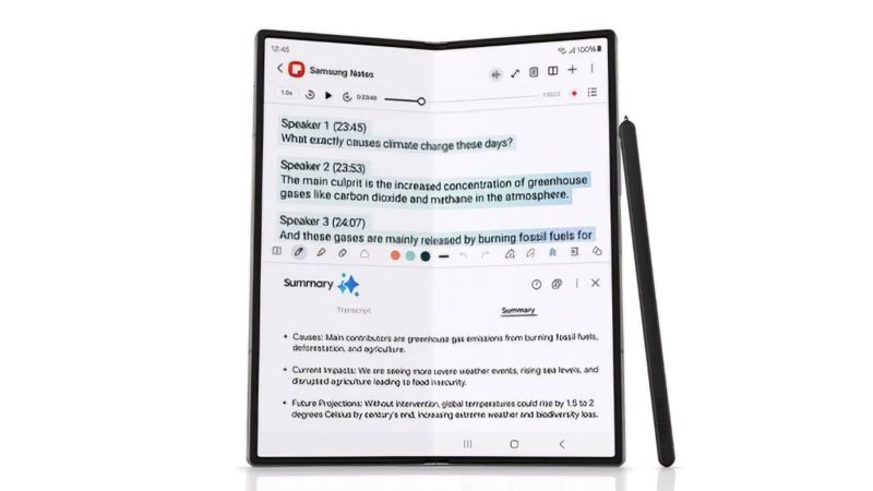 Galaxy AI có thể tóm tắt email và ghi chú trong Samsung Notes