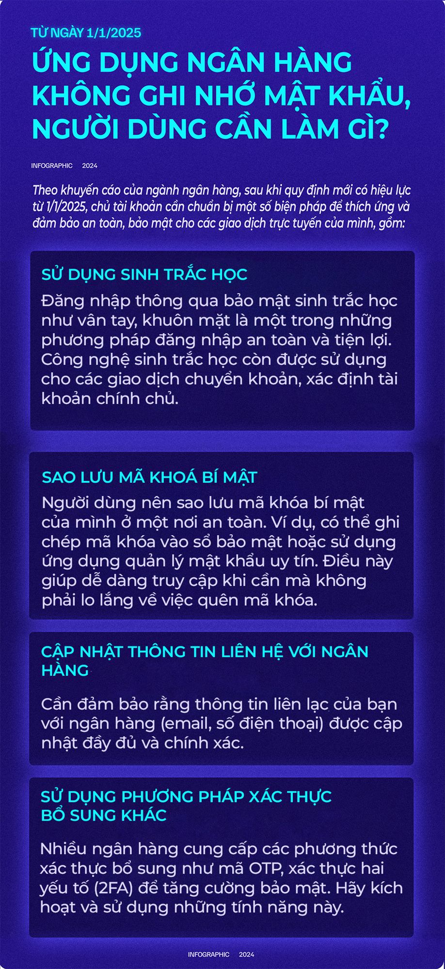 Từ 1/1/2025, ứng dụng ngân hàng không được ghi nhớ mật khẩu, người dùng cần làm gì? - Infographic 2