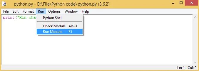 Chạy Python trong Môi trường IDE - 2