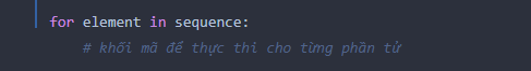 Cú pháp của vòng lặp for trong Python