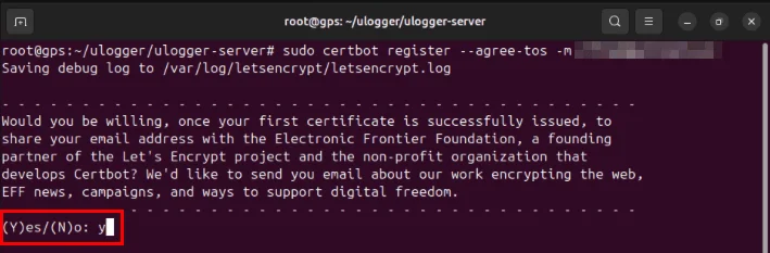 Thiết lập SSL Reverse Proxy bằng Nginx - Lời nhắc đăng ký bản tin Cerbot