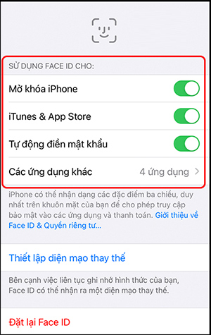 Không dùng được Face ID cho iTunes & App Store