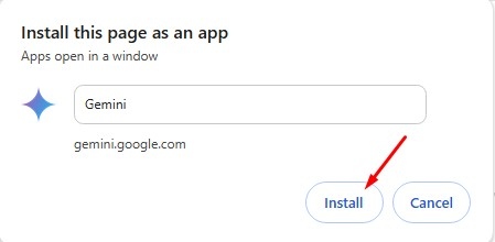 Cách tạo ứng dụng Gemini Windows bằng Google Chrome - Bước 6