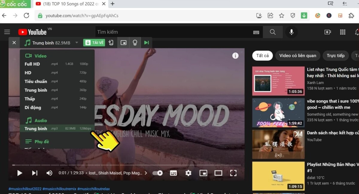 Cách cắt nhạc trên youtube ngay trên trình duyệt Cốc cốc - Bước 2