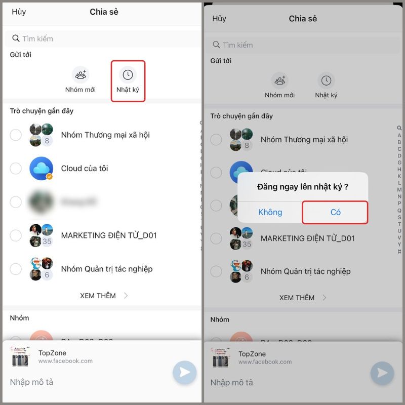 Cách chuyển bài đăng từ Facebook sang Zalo siêu nhanh - Bước 3