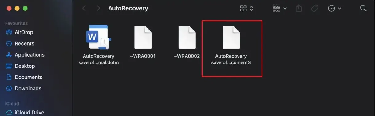 Khôi phục tệp Word chưa lưu trên máy Mac bằng AutoRecovery - Bước 3