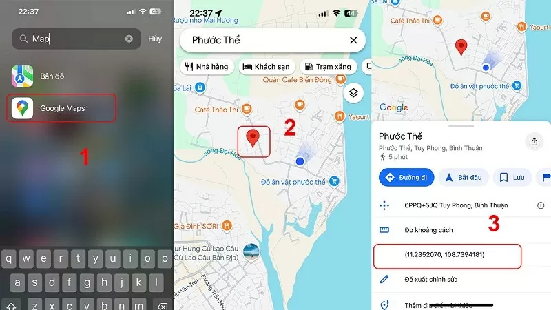 Cách lấy tọa độ trên Google Maps bằng điện thoại nhanh chóng - Bước 3