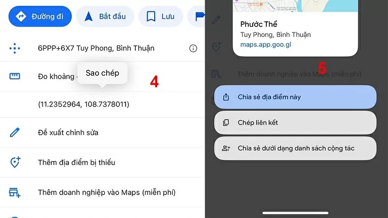 Cách lấy tọa độ trên Google Maps bằng điện thoại nhanh chóng - Bước 5