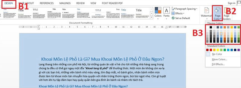 Hướng dẫn đổi màu nền trong Word - Bước 1