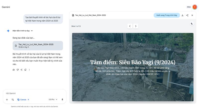 Trải nghiệm tạo slide tự động với Canvas trong Gemini - 2