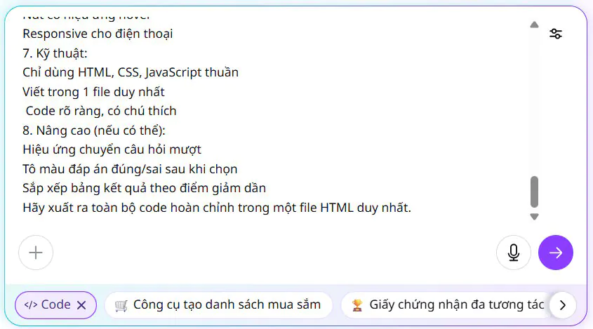 Cách tạo website trắc nghiệm nhanh gọn đơn giản với Canva AI - Bước 2