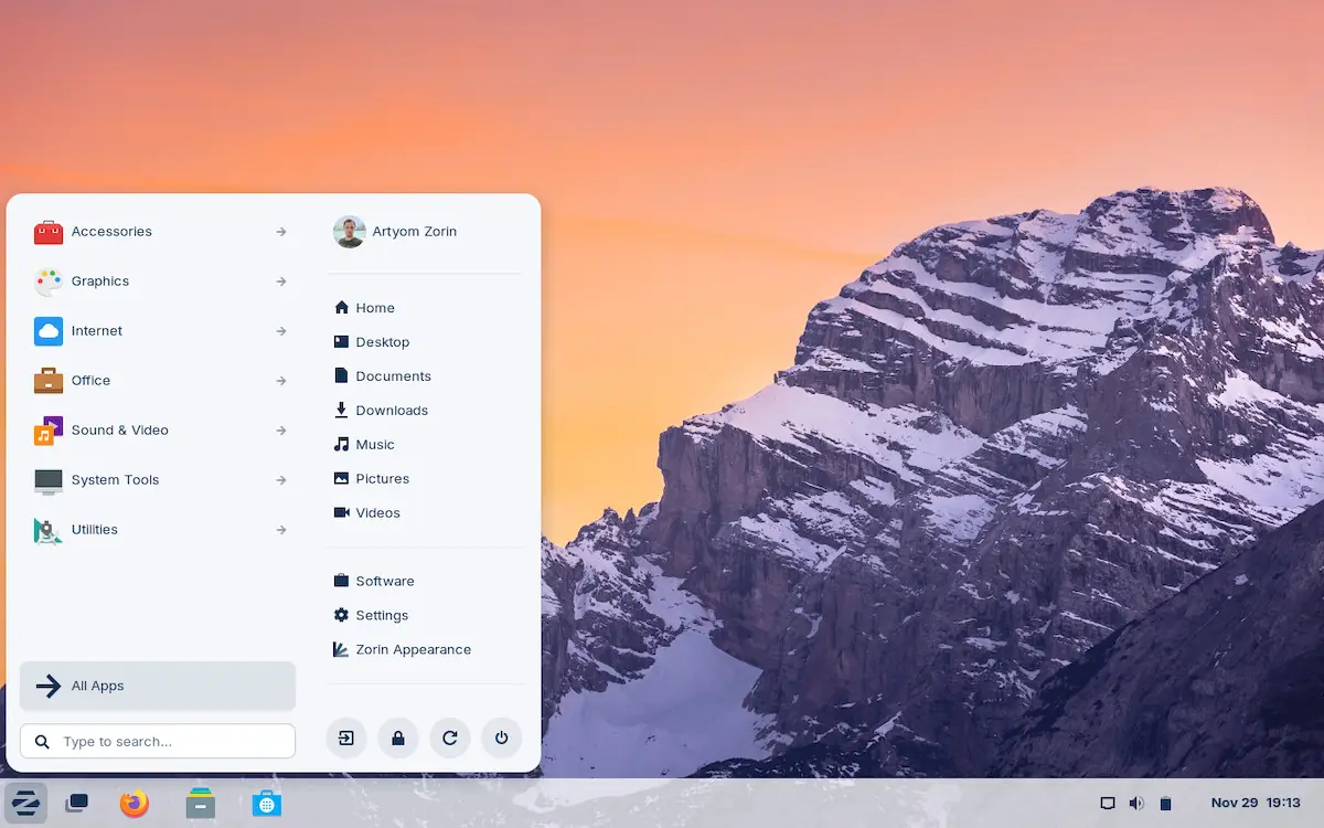 Giao diện desktop của Zorin OS 17