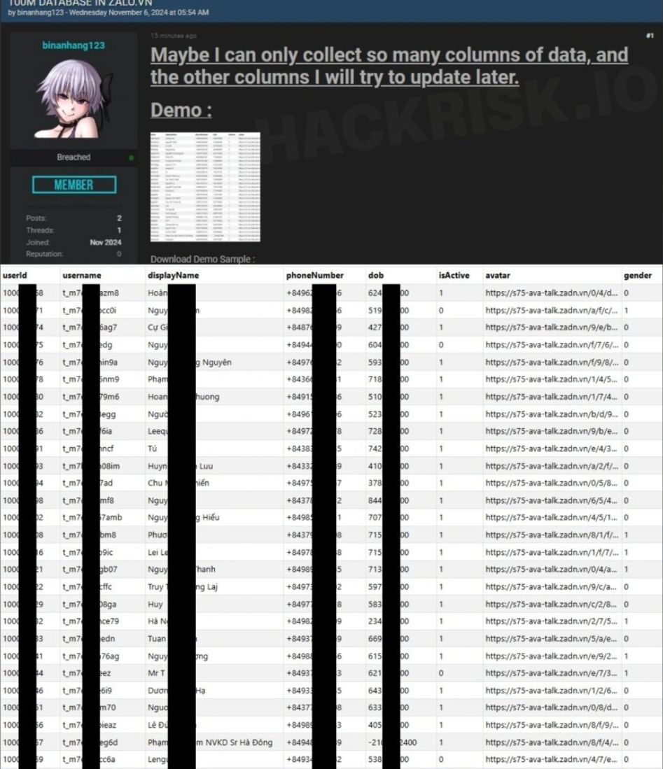 Tin tặc tuyên bố tấn công và lấy được dữ liệu 100 triệu tài khoản người dùng Zalo