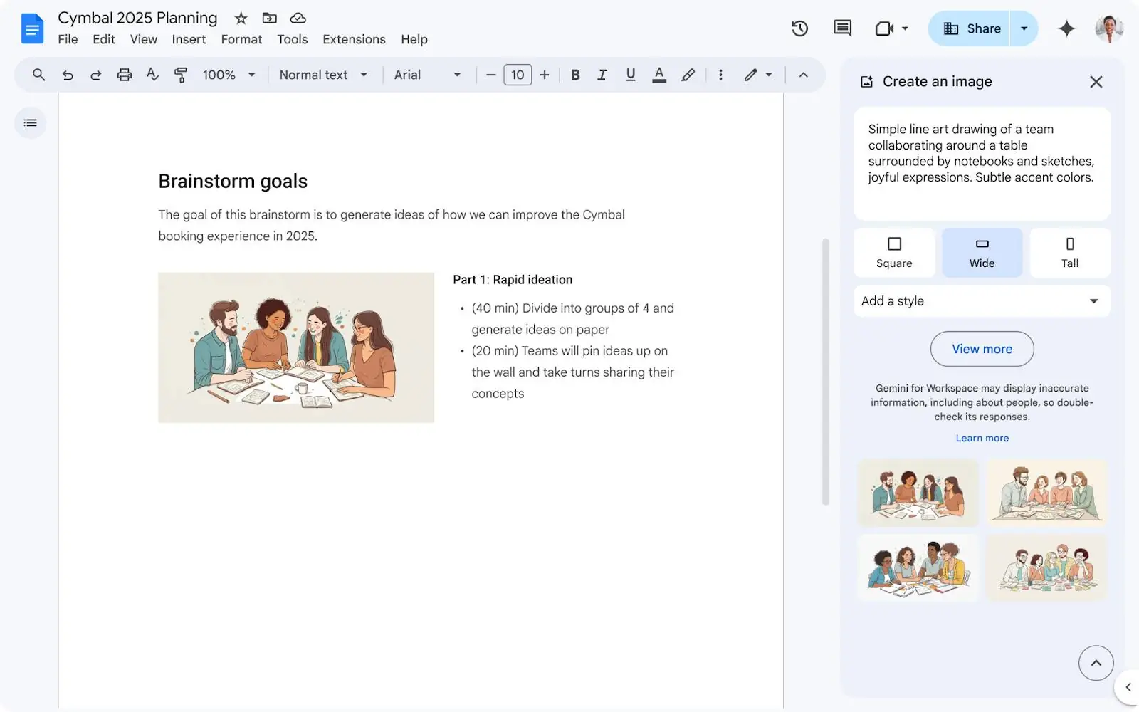 Tạo hình ảnh trực tiếp trên Google Docs nhờ Gemini