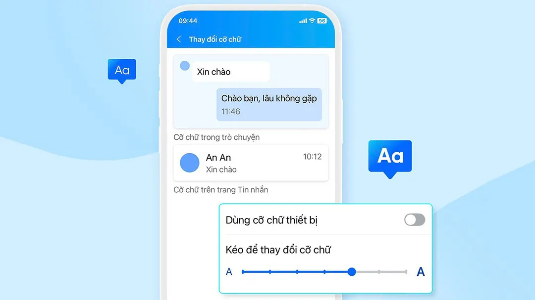 Đồng bộ cỡ chữ Zalo với cỡ chữ thiết bị