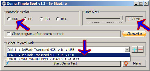 Kiểm tra USB Boot bằng Qemu Simple Boot - Bước 2