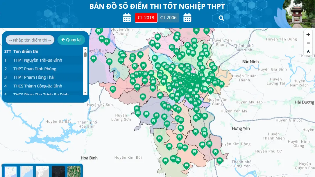 Cách dùng bản đồ số điểm thi tốt nghiệp THPT - Bước 1